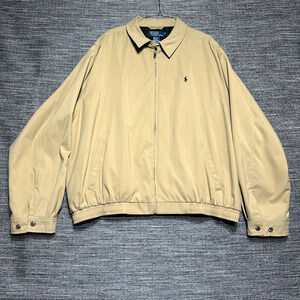 Polo by Ralph Lauren Jacket Men's 2XL Khaki Camel Brown Zip Lined Loop Collar